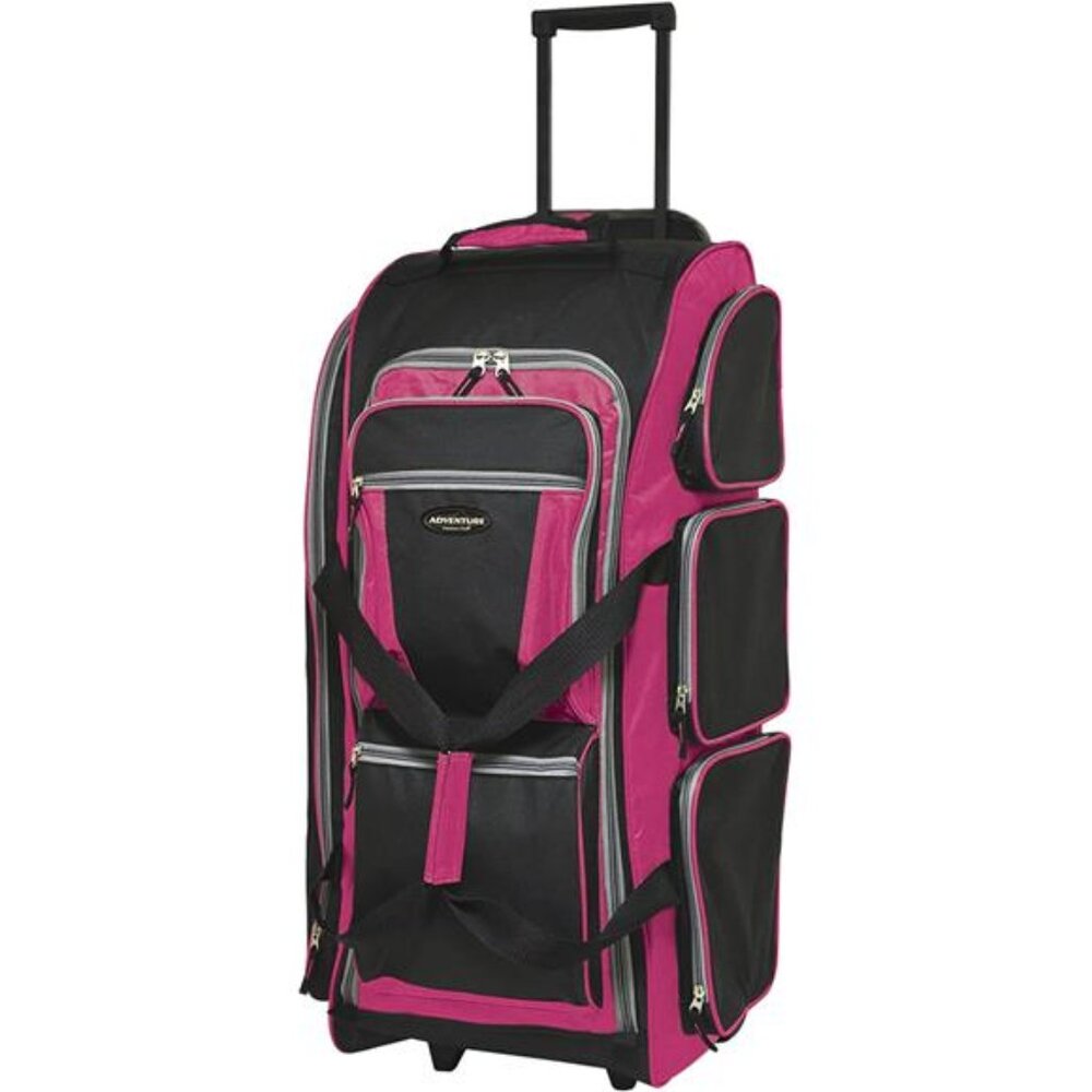 30 Inch Rolling Duffel Bag Multi Pocket Upright Travel Luggage Large Capacity